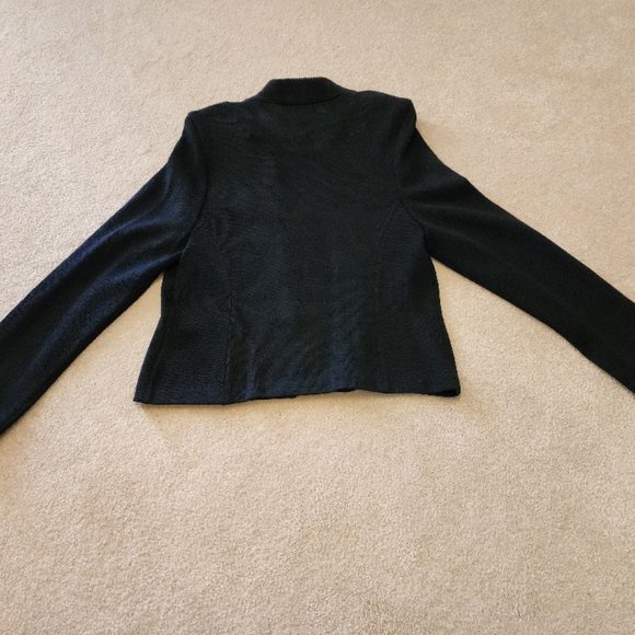 St. John Evening Maire Gray Black Princess Knit Jacket with Heart Buttons - Picture 3 of 9